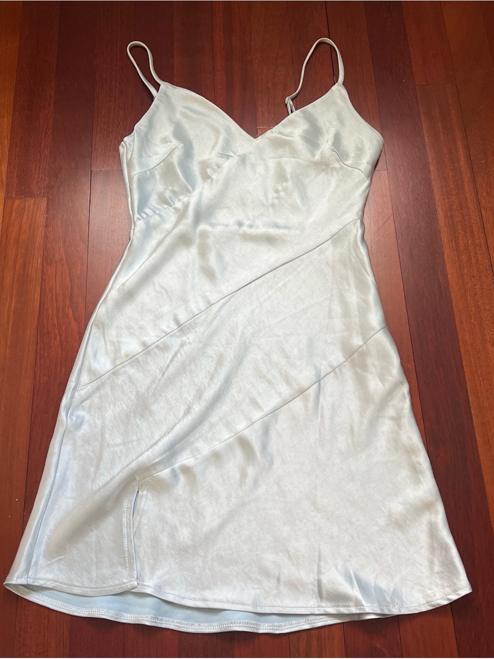 Princess Polly light blue Satin Slip Dress with Spaghetti Straps